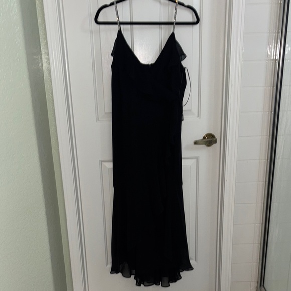 NWT Express Elegant Black Evening Gown Rhinestone Straps Medium - Picture 4 of 8